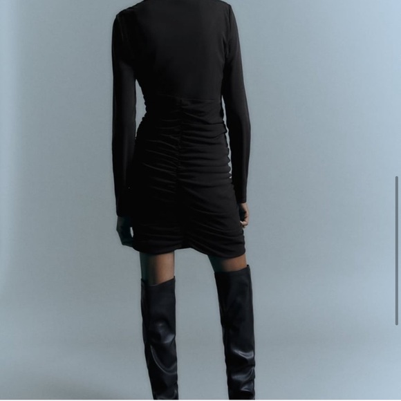 Zara Black Draped Dress XS - Picture 2 of 6
